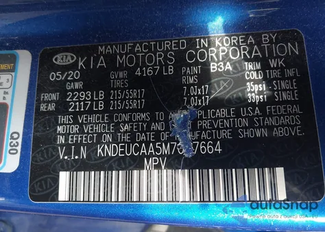 2021 Kia Seltos S из США, поврежденный, VIN KNDEUCAA5M7097664